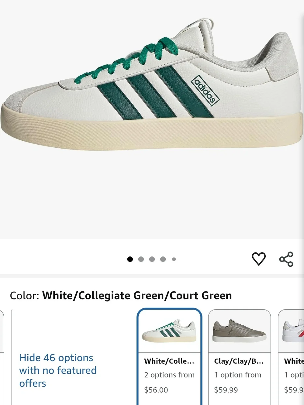 adidas Men’s White Sneakers with green Accents